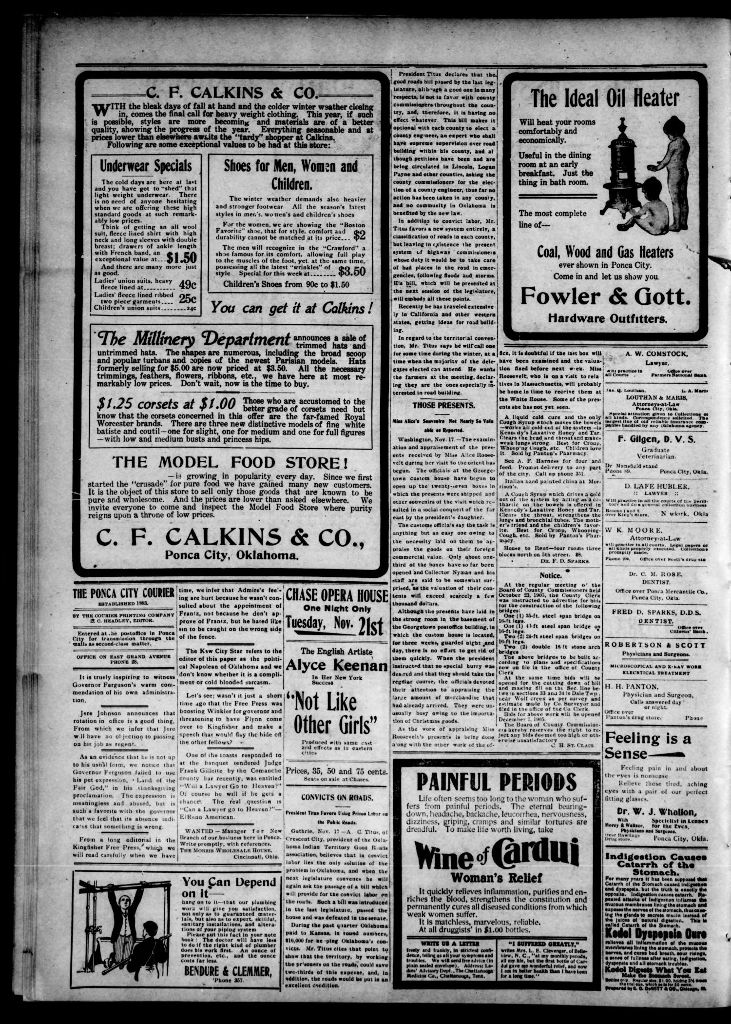 The Ponca City Daily Courier. (Ponca City, Okla.), Vol. 9, No. 32, Ed. 1 Saturday, November 18, 1905
                                                
                                                    [Sequence #]: 2 of 4
                                                