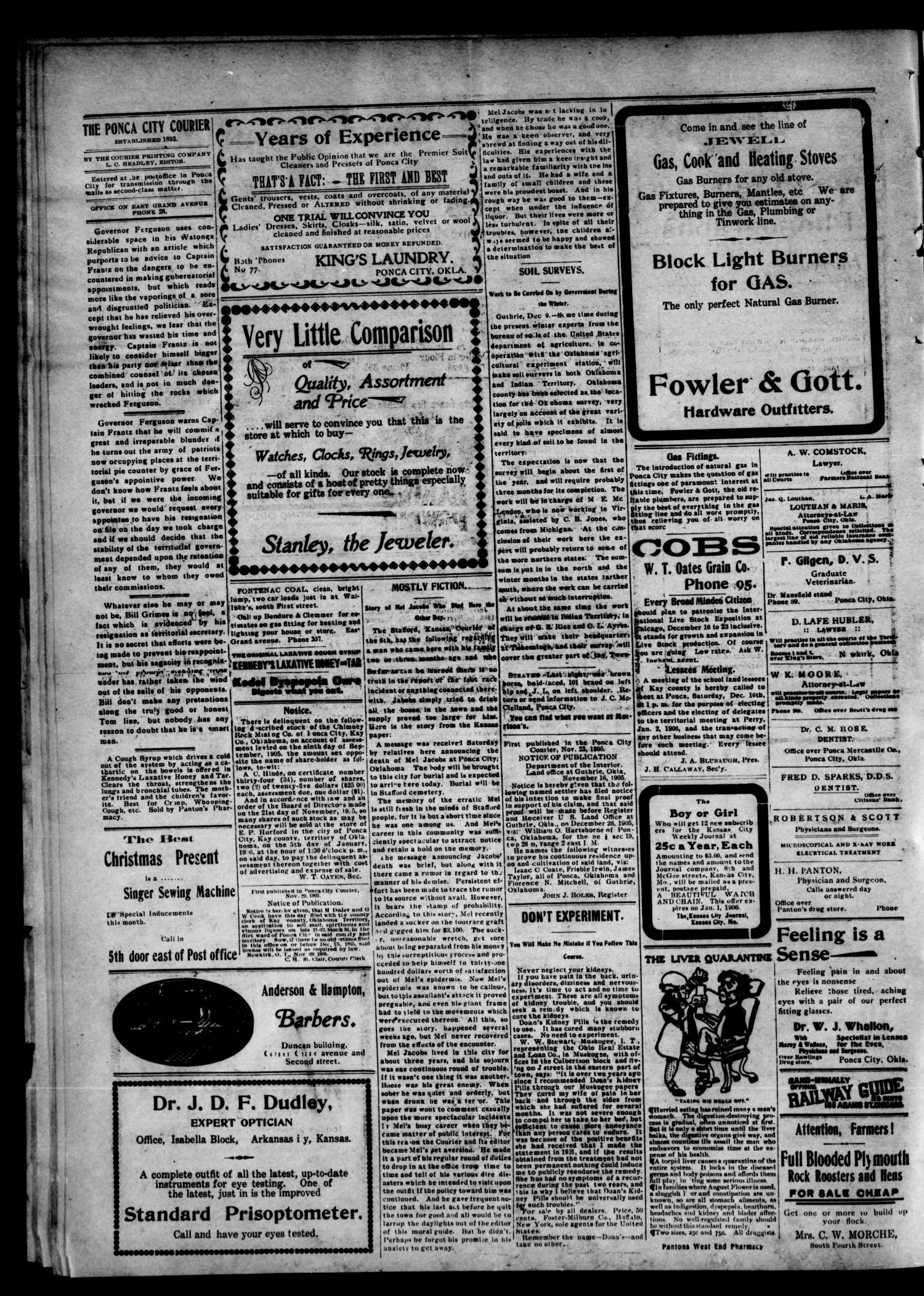 The Ponca City Daily Courier. (Ponca City, Okla.), Vol. 9, No. 50, Ed. 1 Monday, December 11, 1905
                                                
                                                    [Sequence #]: 2 of 4
                                                