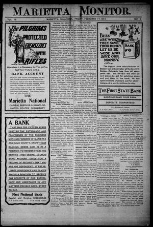 Marietta Monitor. (Marietta, Okla.), Vol. 16, No. 2, Ed. 1 Friday, February 17, 1911