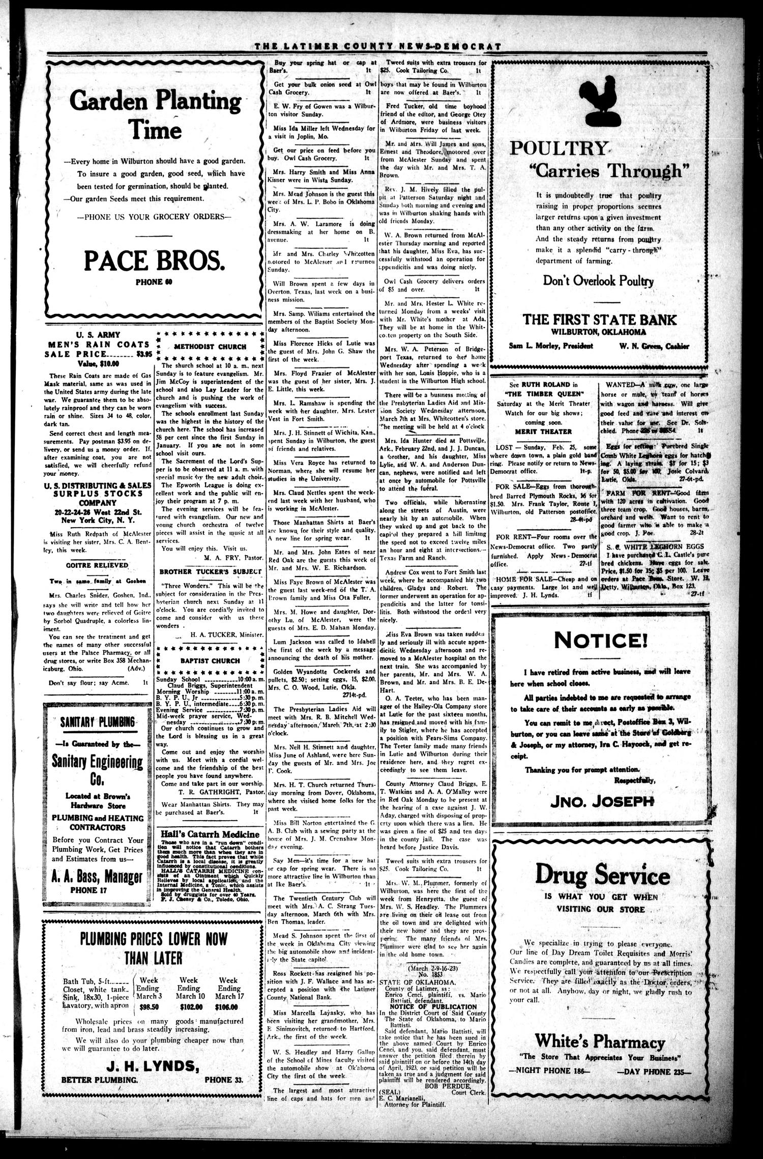 Latimer County News-Democrat (Wilburton, Okla.), Vol. 25, No. 28, Ed. 1 Friday, March 2, 1923
                                                
                                                    [Sequence #]: 5 of 6
                                                