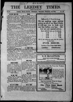 The Leedy Times. (Leedy, Okla.), Vol. 8, No. 37, Ed. 1 Thursday, February 29, 1912