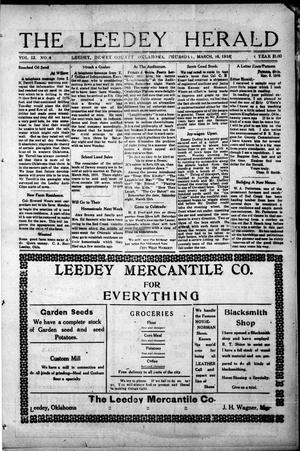 Primary view of The Leedy Herald (Leedy, Okla.), Vol. 12, No. 4, Ed. 1 Thursday, March 16, 1916