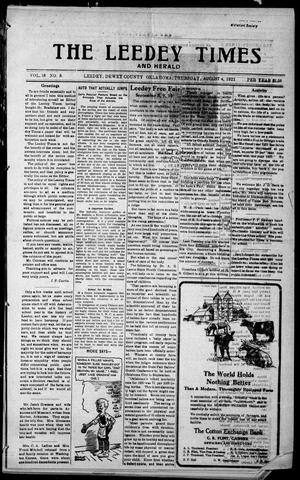 The Leedy Times And Herald (Leedy, Okla.), Vol. 18, No. 5, Ed. 1 Thursday, August 4, 1921