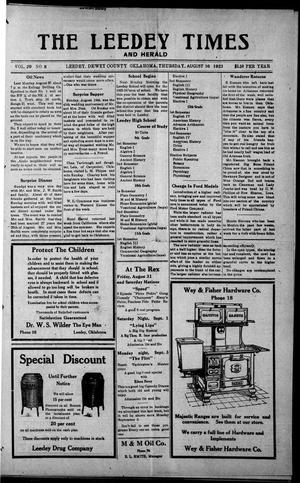 The Leedy Times And Herald (Leedy, Okla.), Vol. 20, No. 8, Ed. 1 Thursday, August 30, 1923