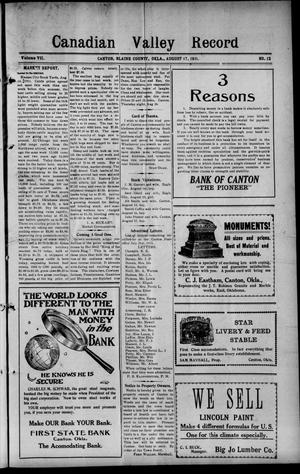 Canadian Valley Record (Canton, Okla.), Vol. 7, No. 12, Ed. 1 Thursday, August 17, 1911