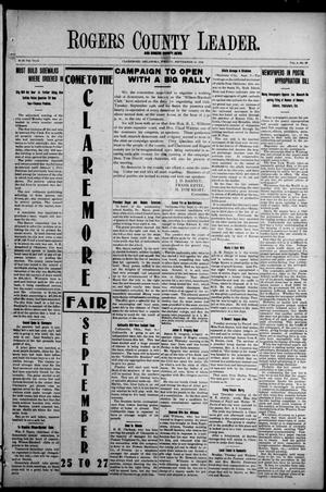 Rogers County Leader. And Rogers County News (Claremore, Okla.), Vol. 4, No. 28, Ed. 1 Friday, September 13, 1912