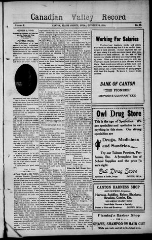 Canadian Valley Record (Canton, Okla.), Vol. 10, No. 29, Ed. 1 Thursday, October 29, 1914