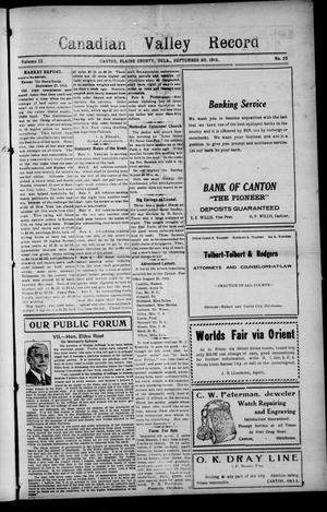 Canadian Valley Record (Canton, Okla.), Vol. 11, No. 25, Ed. 1 Thursday, September 30, 1915