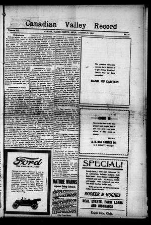 Canadian Valley Record (Canton, Okla.), Vol. 12, No. 14, Ed. 1 Thursday, August 17, 1916
