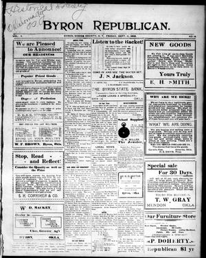 Primary view of object titled 'Byron Republican. (Byron, Okla. Terr.), Vol. 4, No. 14, Ed. 1 Friday, September 11, 1903'.