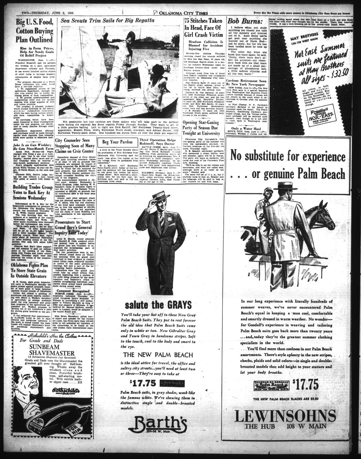 Oklahoma City Times (Oklahoma City, Okla.), Vol. 49, No. 10, Ed. 1 Thursday, June 2, 1938
                                                
                                                    [Sequence #]: 2 of 26
                                                