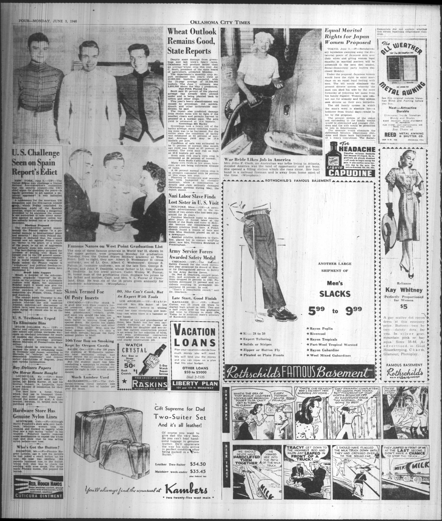 Oklahoma City Times (Oklahoma City, Okla.), Vol. 57, No. 108, Ed. 2 Monday, June 3, 1946
                                                
                                                    [Sequence #]: 4 of 15
                                                