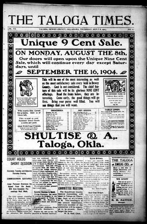 The Taloga Times. (Taloga, Okla.), Vol. 7, No. 11, Ed. 1 Thursday, September 8, 1904