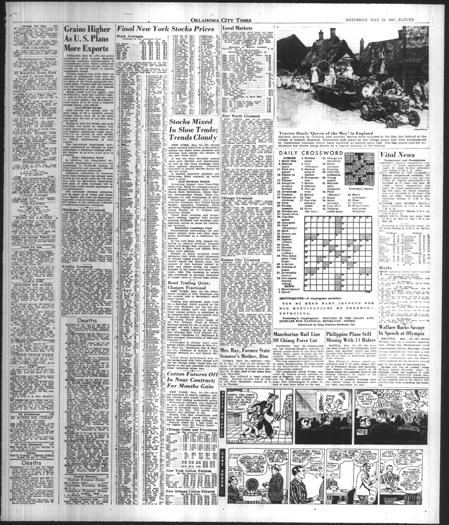 Oklahoma City Times (Oklahoma City, Okla.), Vol. 58, No. 98, Ed. 3 Saturday, May 24, 1947
                                                
                                                    [Sequence #]: 4 of 4
                                                