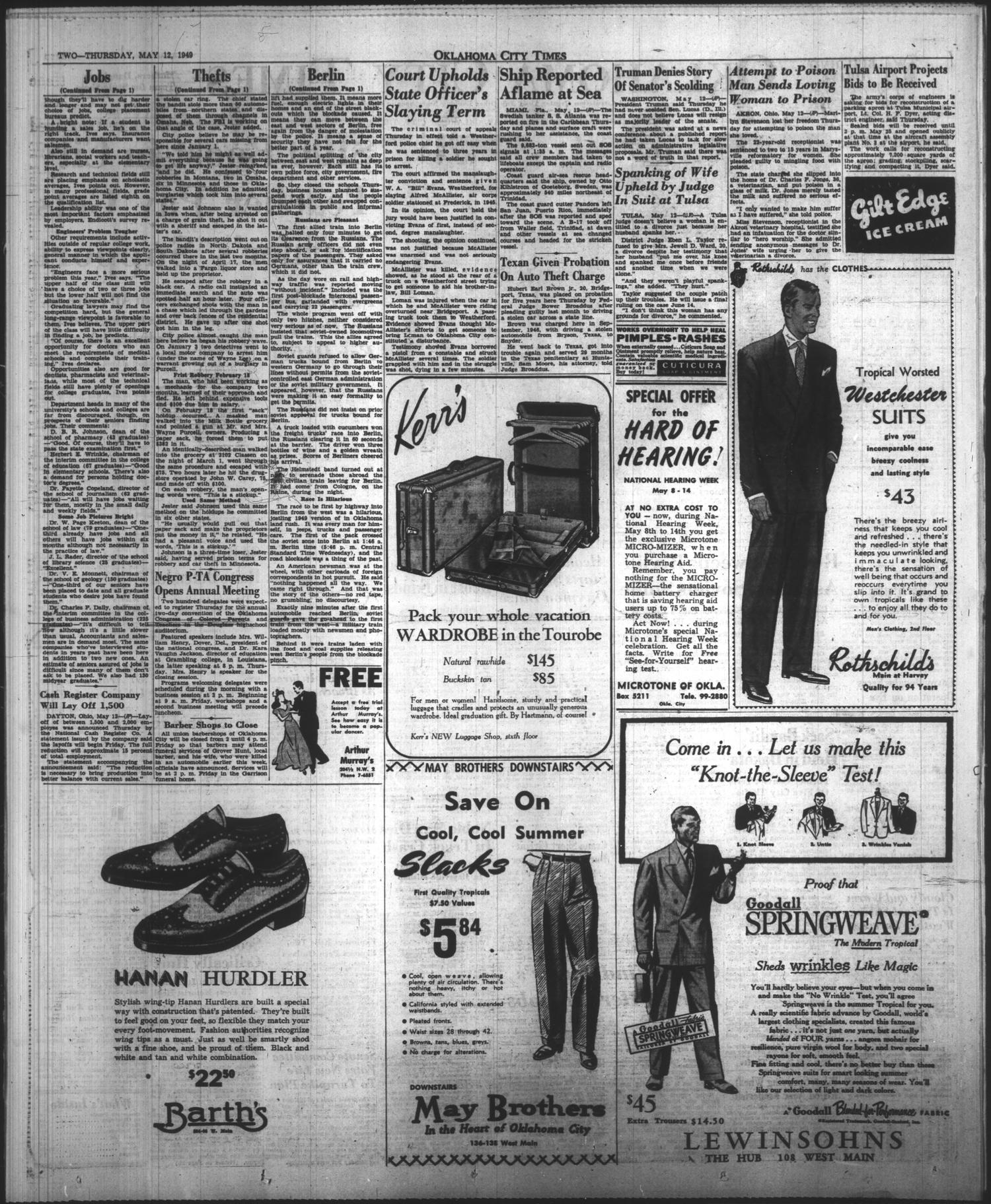 Oklahoma City Times (Oklahoma City, Okla.), Vol. 60, No. 88, Ed. 1 Thursday, May 12, 1949
                                                
                                                    [Sequence #]: 2 of 28
                                                