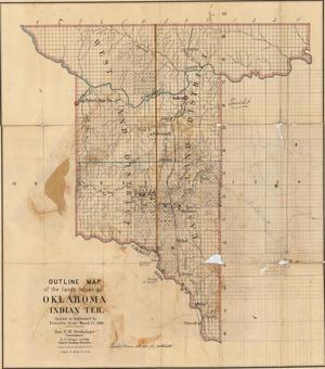Primary view of object titled 'Outline map of the lands known as Indian Territory'.