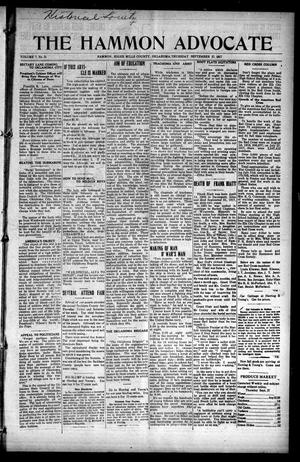 Primary view of object titled 'The Hammon Advocate (Hammon, Okla.), Vol. 7, No. 21, Ed. 1 Thursday, September 27, 1917'.