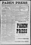 Newspaper: Paden Press (Paden, Okla.), Vol. 1, No. 11, Ed. 1 Saturday, June 20, …