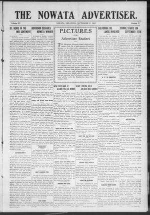 Primary view of object titled 'The Nowata Advertiser. (Nowata, Okla.), Vol. 15, No. 27, Ed. 1 Friday, September 17, 1909'.