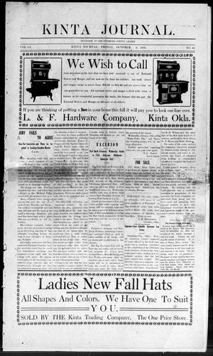 Kinta Journal. (Kinta, Okla.), Vol. 3, No. 26, Ed. 1 Friday, October 3, 1913
