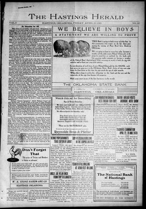 The Hastings Herald (Hastings, Okla.), Vol. 8, No. 23, Ed. 1 Friday, April 16, 1920