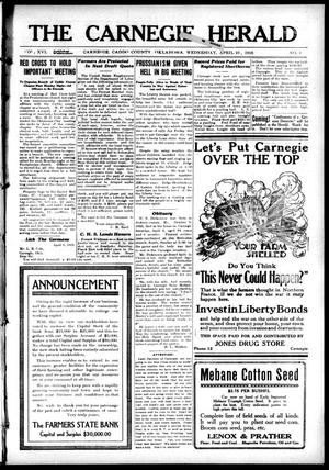 The Carnegie Herald (Carnegie, Okla.), Vol. 16, No. 1, Ed. 1 Wednesday, April 10, 1918