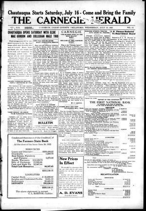 The Carnegie Herald (Carnegie, Okla.), Vol. 19, No. 15, Ed. 1 Wednesday, July 13, 1921