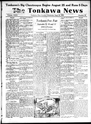 The Tonkawa News (Tonkawa, Okla.), Vol. 23, No. 23, Ed. 1 Thursday, August 12, 1920