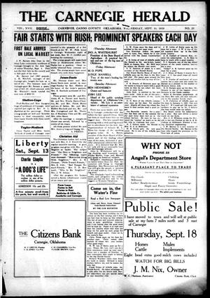The Carnegie Herald (Carnegie, Okla.), Vol. 17, No. 23, Ed. 1 Wednesday, September 10, 1919