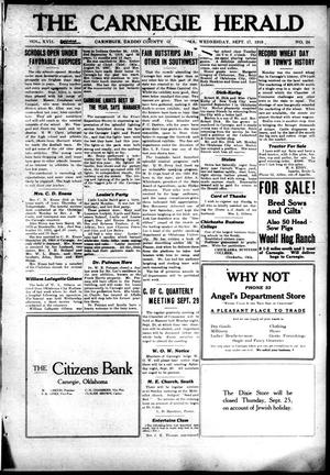 The Carnegie Herald (Carnegie, Okla.), Vol. 17, No. 24, Ed. 1 Wednesday, September 17, 1919