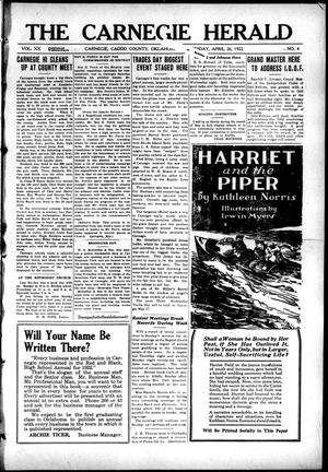The Carnegie Herald (Carnegie, Okla.), Vol. 20, No. 4, Ed. 1 Wednesday, April 26, 1922