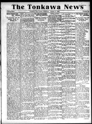 Primary view of object titled 'The Tonkawa News (Tonkawa, Okla.), Vol. 25, No. 23, Ed. 1 Thursday, August 17, 1922'.