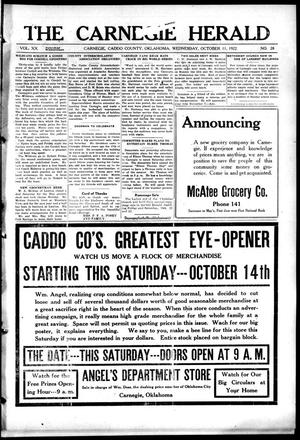 The Carnegie Herald (Carnegie, Okla.), Vol. 20, No. 28, Ed. 1 Wednesday, October 11, 1922
