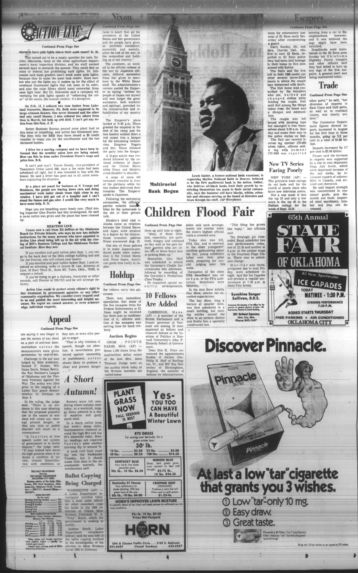 Oklahoma City Times (Oklahoma City, Okla.), Vol. 85, No. 188, Ed. 1 Monday, September 27, 1971
                                                
                                                    [Sequence #]: 2 of 52
                                                