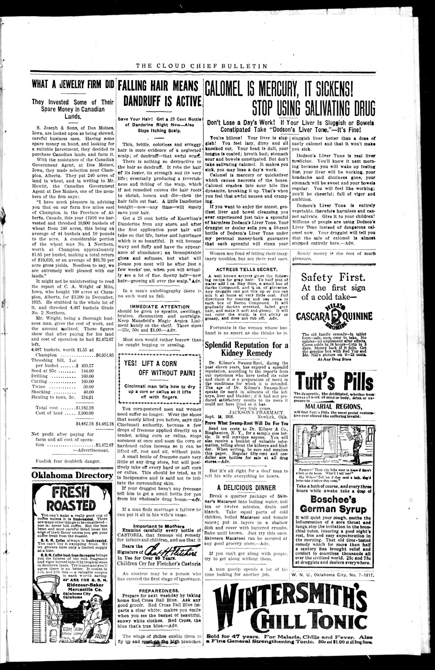 The Cloud Chief Bulletin (Cloud Chief, Okla.), Vol. 7, No. 2, Ed. 1 Tuesday, February 27, 1917
                                                
                                                    [Sequence #]: 3 of 4
                                                