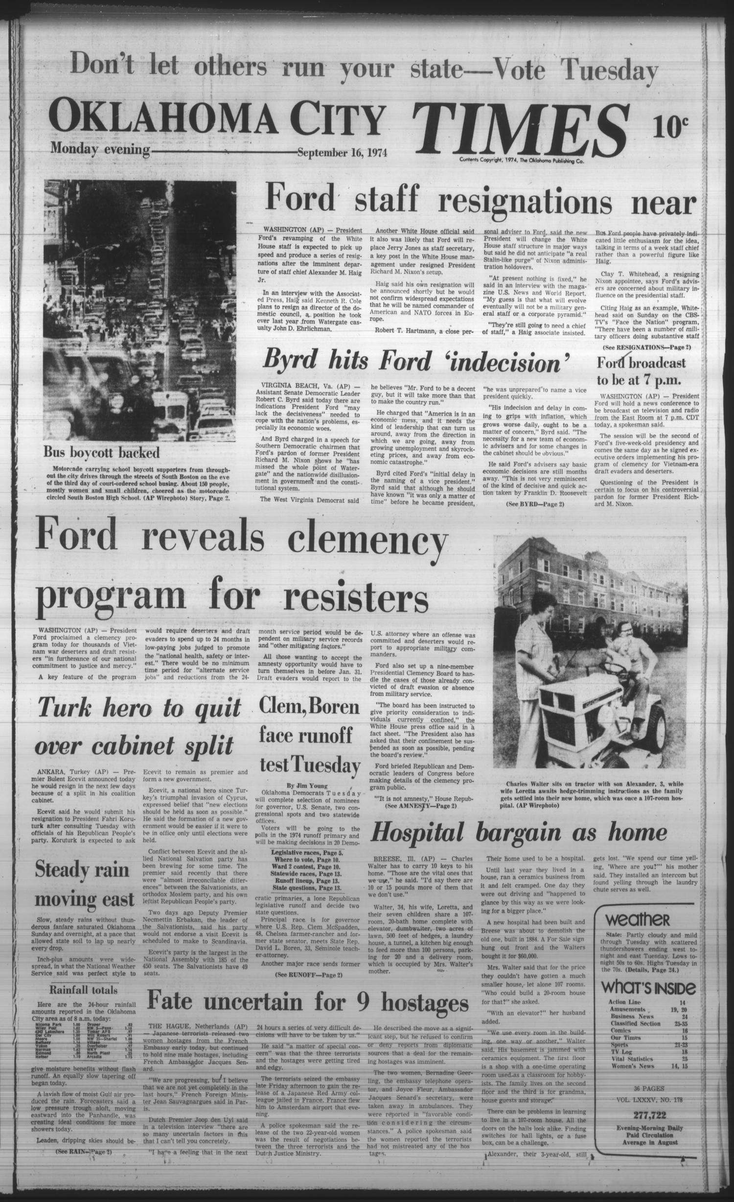 Oklahoma City Times (Oklahoma City, Okla.), Vol. 85, No. 178, Ed. 2 Monday, September 16, 1974
                                                
                                                    [Sequence #]: 1 of 13
                                                