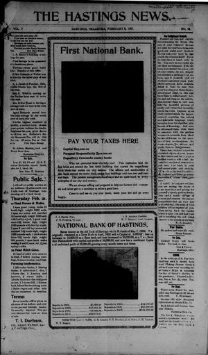 The Hastings News. (Hastings, Okla.), Vol. 5, No. 45, Ed. 1 Friday, February 8, 1907