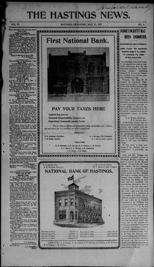 The Hastings News. (Hastings, Okla.), Vol. 6, No. 9, Ed. 1 Friday, May 31, 1907
