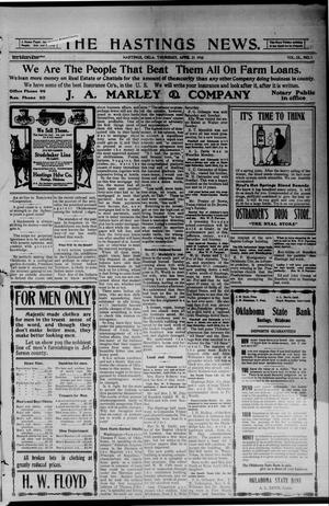The Hastings News. (Hastings, Okla.), Vol. 9, No. 1, Ed. 1 Thursday, April 21, 1910
