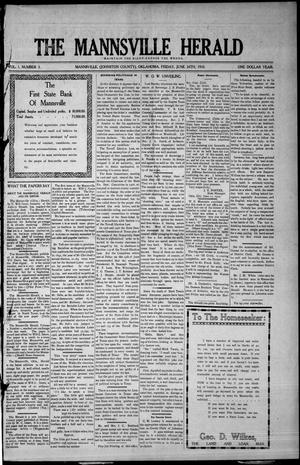 Primary view of object titled 'The Mannsville Herald. (Mannsville, Okla.), Vol. 1, No. 3, Ed. 1 Friday, June 24, 1910'.