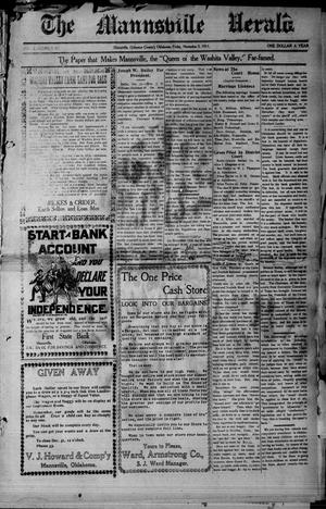 Primary view of object titled 'The Mannsville Herald. (Mannsville, Okla.), Vol. 2, No. 21, Ed. 1 Friday, November 3, 1911'.