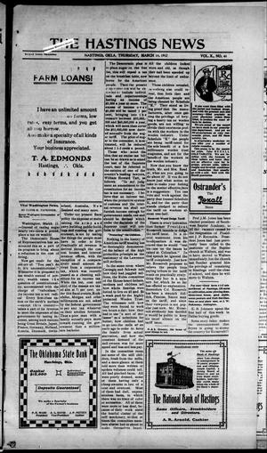 The Hastings News (Hastings, Okla.), Vol. 10, No. 48, Ed. 1 Thursday, March 14, 1912