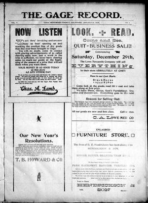 The Gage Record. (Gage, Okla.), Vol. 7, No. 4, Ed. 1 Friday, January 18, 1907