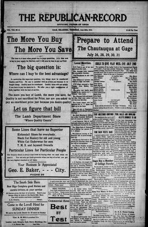 The Republican-Record (Gage, Okla.), Vol. 8, No. 33, Ed. 1 Thursday, June 26, 1913