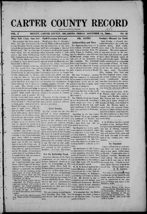 Carter County Record (Hewitt, Okla.), Vol. 3, No. 26, Ed. 1 Friday, November 14, 1913