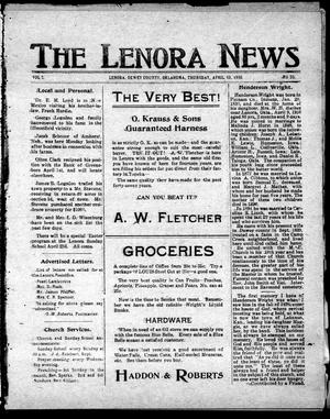The Lenora News (Lenora, Okla.), Vol. 2, No. 25, Ed. 1 Thursday, April 13, 1916