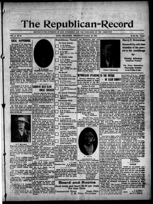 Primary view of object titled 'The Republican=Record (Gage, Okla.), Vol. 13, No. 42, Ed. 1 Thursday, October 26, 1916'.