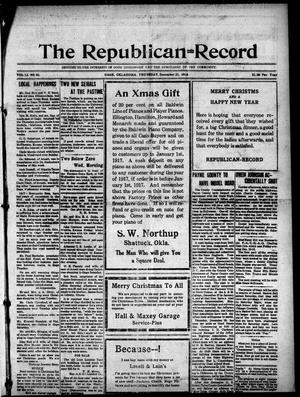The Republican=Record (Gage, Okla.), Vol. 13, No. 50, Ed. 1 Thursday, December 21, 1916