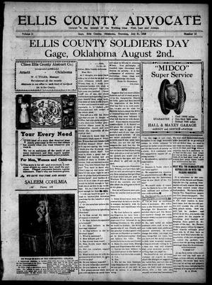 Ellis County Advocate (Gage, Okla.), Vol. 2, No. 12, Ed. 1 Thursday, July 31, 1919