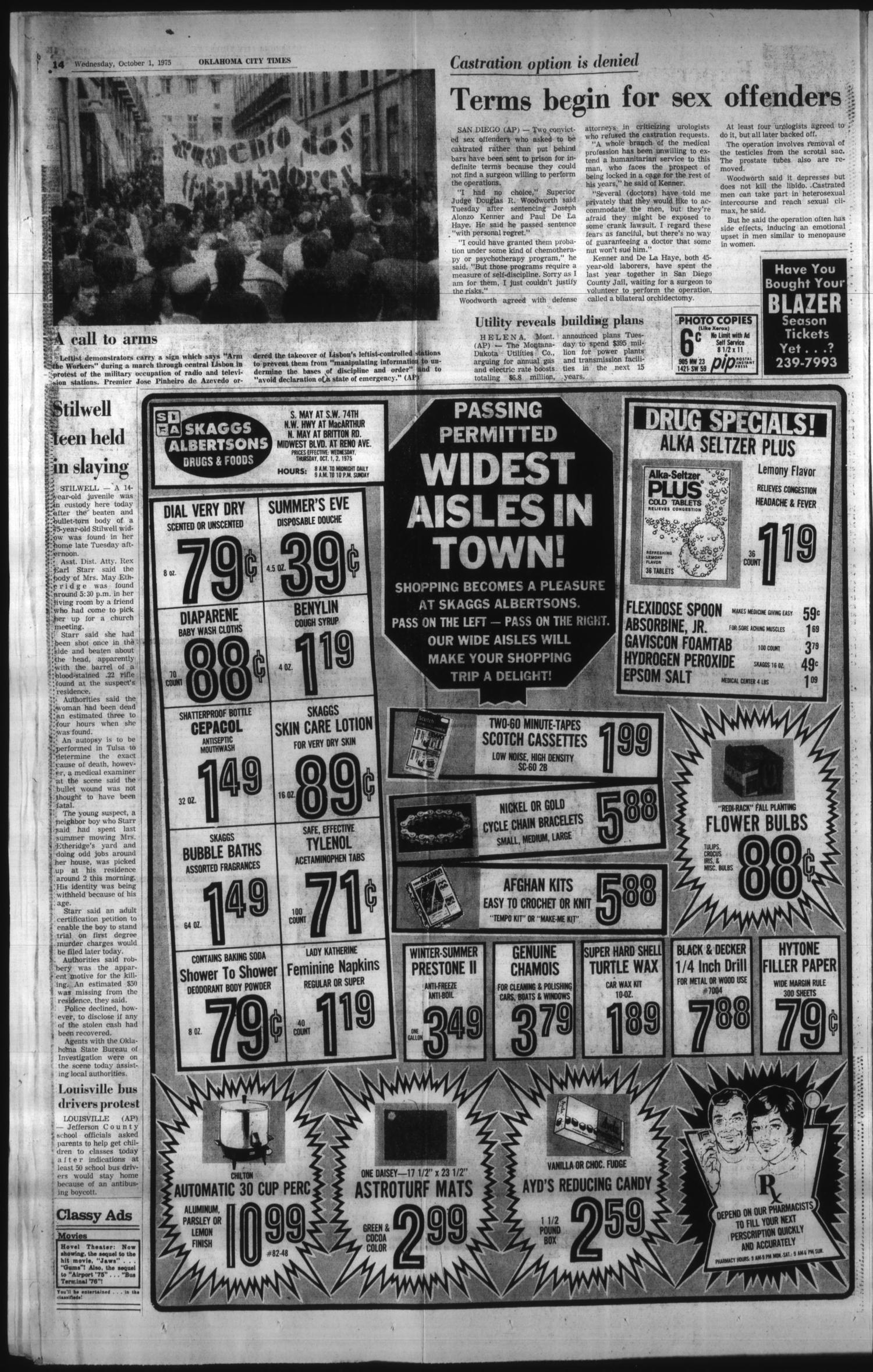 Oklahoma City Times (Oklahoma City, Okla.), Vol. 86, No. 191, Ed. 1 Wednesday, October 1, 1975
                                                
                                                    [Sequence #]: 14 of 52
                                                